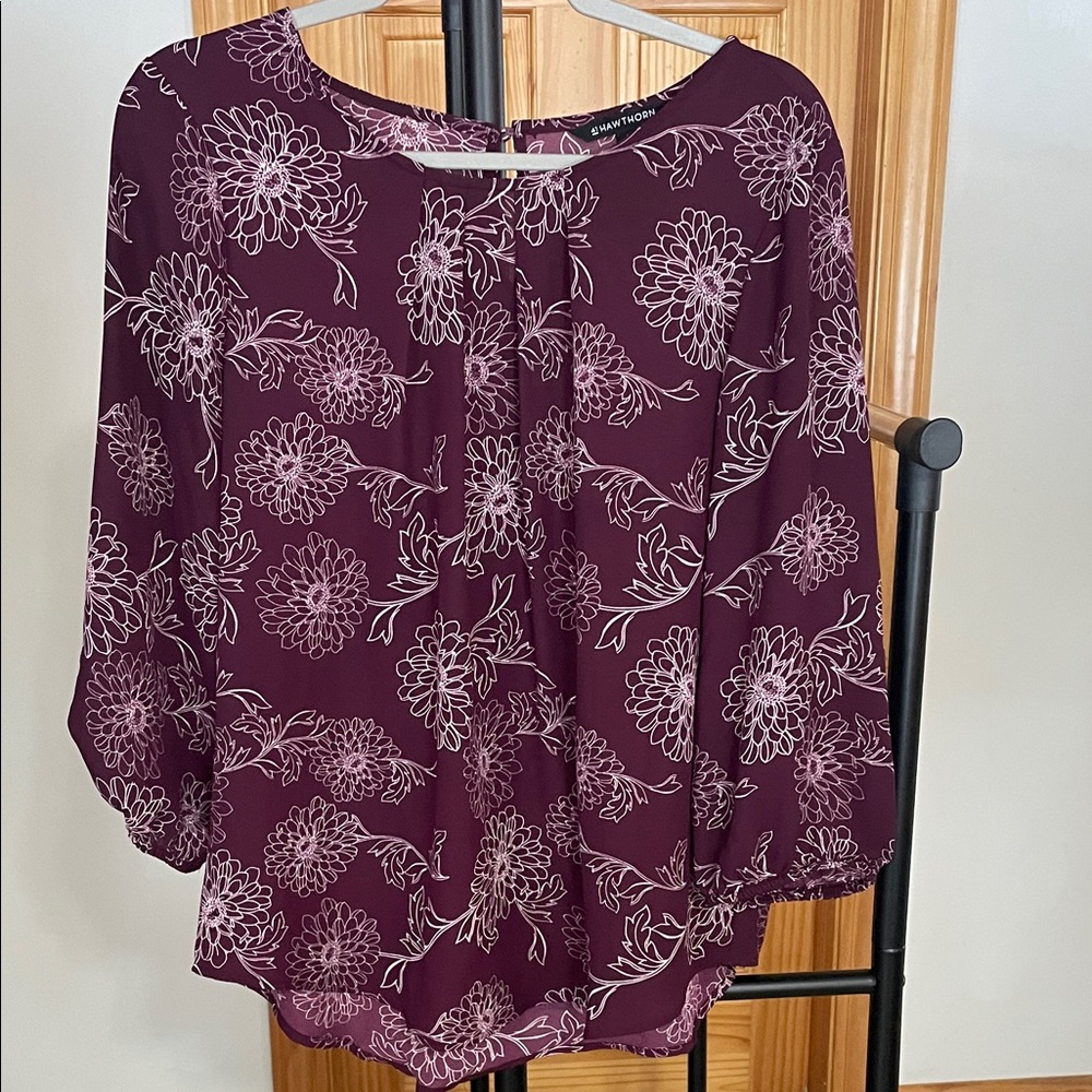 Apt. 9 Women's Plum / maroon Floral Blouse